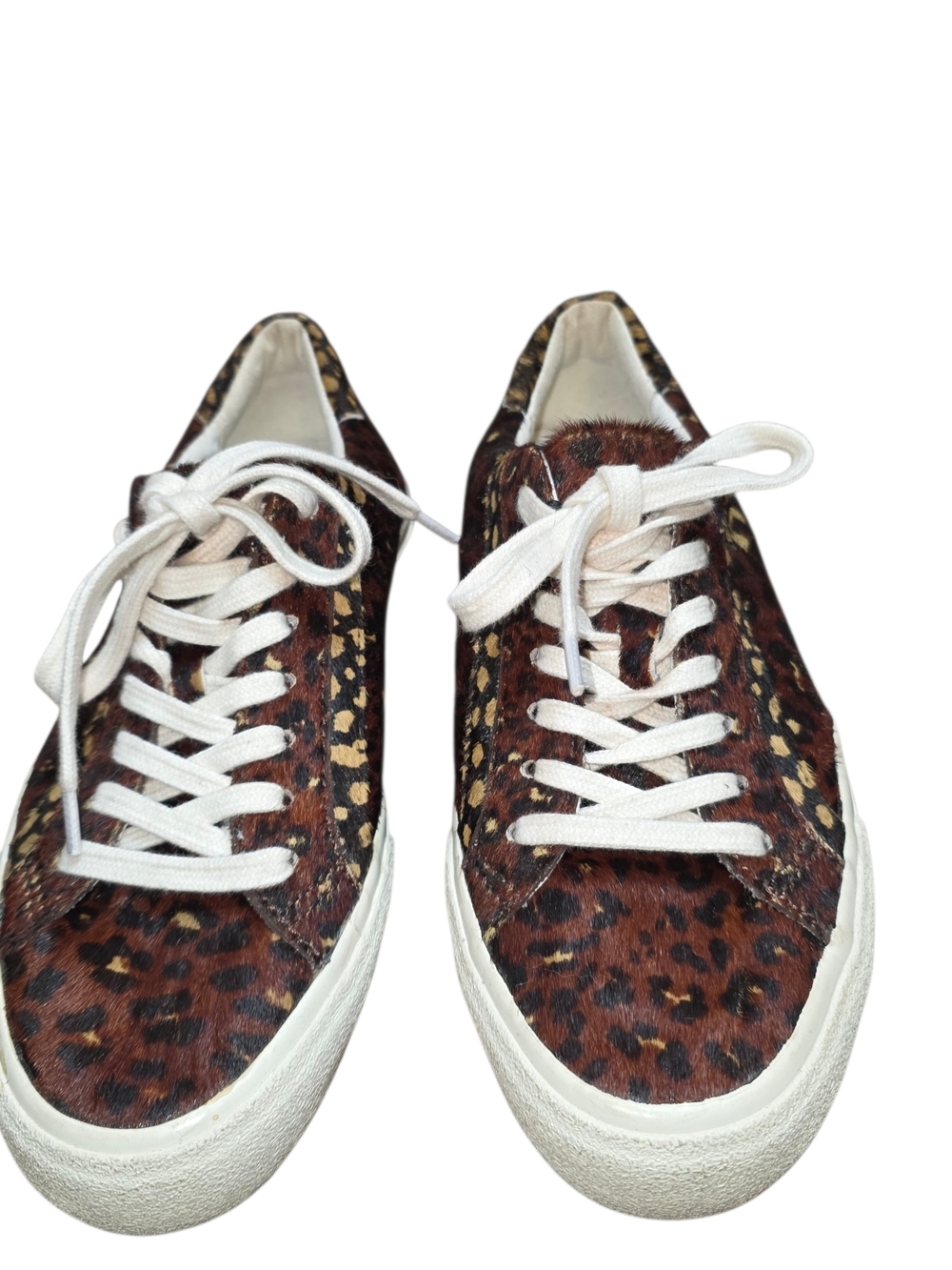 Madewell Leopard Calf Hair Sneakers Size 5.5 Animal Print Lace Up Casual Shoes